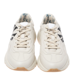 Pre Owned Gucci Cream Leather Rhyton Low Top Sneakers Size 42