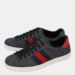 Pre Owned Gucci Black Ace Supreme Sneakers Size UK 7.5