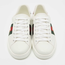 مملوكة مسبقًا Gucci White Leather Ace Sneakers Size 44