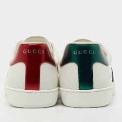 مملوكة مسبقًا Gucci White Leather Ace Sneakers Size 44