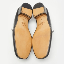 Gucci Black Leather Jordaan Horsebit Slip On Loafers Size 42