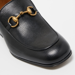 Pre Owned Gucci Black Leather Jordaan Horsebit Slip On Loafers Size 40