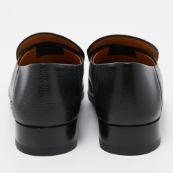 Pre Owned Gucci Black Leather Jordaan Horsebit Slip On Loafers Size 40