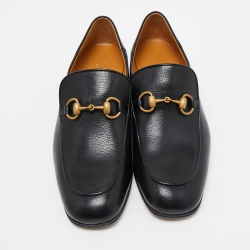 Pre Owned Gucci Black Leather Jordaan Horsebit Slip On Loafers Size 40