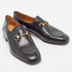 Pre Owned Gucci Black Leather Jordaan Loafers Size 43