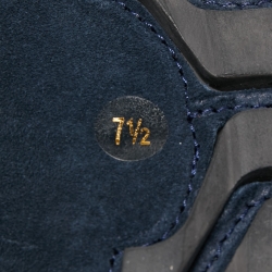 Pre Owned Gucci Dark Blue Suede Web Detail Loafers Size 41.5