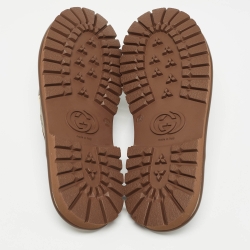 مملوكة مسبقًا Gucci Beige/Ebony GG Supreme Canvas Horsebit Flat Mules Size 44.5