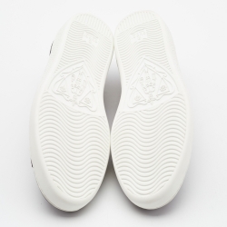 مملوكة مسبقًا Gucci Black Guccissima Leather Web Detail Ace Sneakers Size 42.5