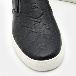 Pre Owned Gucci Black Guccissima Leather Slip On Sneakers Size 42.5