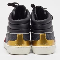 مملوكة مسبقًا Gucci Black GG Supreme Canvas Ace High Top Sneakers Size 42