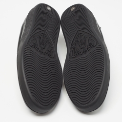 Pre Owned Gucci Black Leather Ace Web Low Top Sneakers Size 42.5