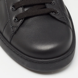 Pre Owned Gucci Black Leather Ace Web Low Top Sneakers Size 42.5