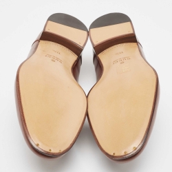 Pre Owned Gucci Brown Leather Jakarta Loafers Size 45.5