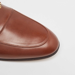 Pre Owned Gucci Brown Leather Jakarta Loafers Size 45.5