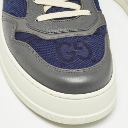 Gucci Grey/Blue Leather GG Low Top Sneakers Size 44