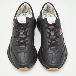 Gucci Black Leather LA Angels Rhyton Sneakers Size 44.5