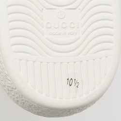 Pre Owned Gucci White Perforated Interlocking G Leather Ace Sneakers Size 44.5