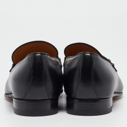 Gucci Black Leather Interlocking G Loafers Size 41