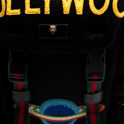 Gucci Black Mesh Embroidered Hollywood Backpack 