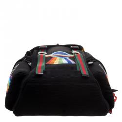 Gucci Black Mesh Embroidered Hollywood Backpack 
