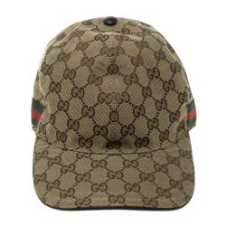 مملوكة مسبقًا كاب بيسبول غوتشي كانفاس غوتشيسيما بيج وجلد بشريط ويب XL