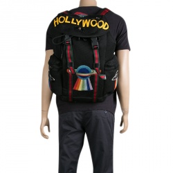 Gucci Black Mesh Fabric Hollywood Embroidered Backpack