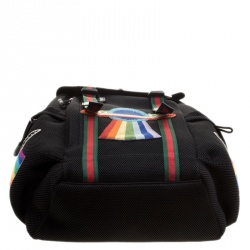 Gucci Black Mesh Fabric Hollywood Embroidered Backpack
