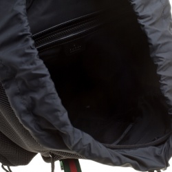 Gucci Black Mesh Fabric Hollywood Embroidered Backpack