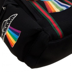 Gucci Black Mesh Fabric Hollywood Embroidered Backpack