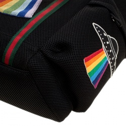 Gucci Black Mesh Fabric Hollywood Embroidered Backpack