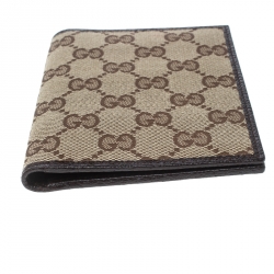 Pre Owned Gucci Beige/Brown GG Canvas and Leather Passport Cover
