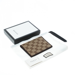 Pre Owned Gucci Beige/Brown GG Canvas and Leather Passport Cover