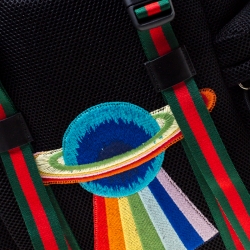Gucci Black Mesh Fabric Hollywood Embroidered Backpack