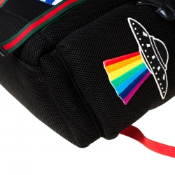 Gucci Black Mesh Fabric Hollywood Embroidered Backpack