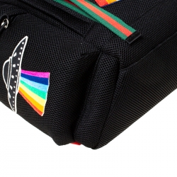 Gucci Black Mesh Fabric Hollywood Embroidered Backpack