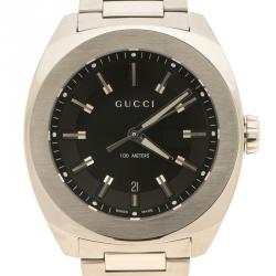 Pre Owned Gucci Black Stainless Steel 142.2 Men's Wristwatch 44 mm