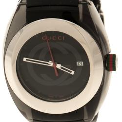 Gucci Black Nylon and Stainless Steel Sync 137.1 Men's Wristwatch 46 mm