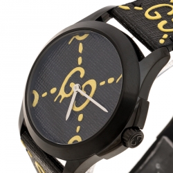 Pre Owned Gucci Black Stainless Steel Ghost G-Timeless 126.4 Men's Wristwatch 38 mm