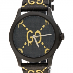 Pre Owned Gucci Black Stainless Steel Ghost G-Timeless 126.4 Men's Wristwatch 38 mm