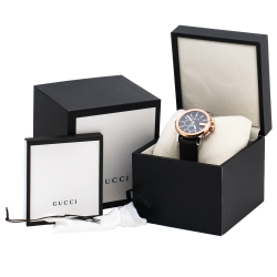 Gucci Black Two-Tone Stainless Steel Leather G-Chrono 101.2 Men's Wristwatch 44 mm