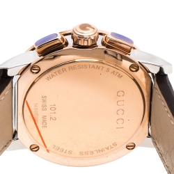 Gucci Black Two-Tone Stainless Steel Leather G-Chrono 101.2 Men's Wristwatch 44 mm