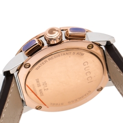 Gucci Black Two-Tone Stainless Steel Leather G-Chrono 101.2 Men's Wristwatch 44 mm