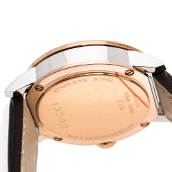Gucci Black Two-Tone Stainless Steel Leather G-Chrono 101.2 Men's Wristwatch 44 mm