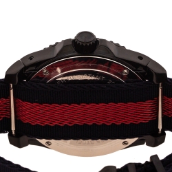 Gucci Black PVD Coated Stainless Steel Dive Snake Embroidered 136.2 Men's Wristwatch 45 mm