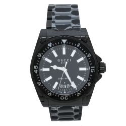 Gucci Black PVD Coated Stainless Steel Dive 136.2 Men's Wristwatch 45 mm