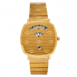 Pre Owned Gucci Yellow Gold PVD Stainless Steel Grip YA157409 Men's Wristwatch 38 mm