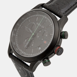Gucci Black PVD Stainless Steel Leather G-Timeless YA126244 Men's Wristwatch 44 mm