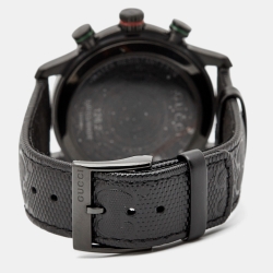 Gucci Black PVD Stainless Steel Leather G-Timeless YA126244 Men's Wristwatch 44 mm