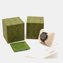 Gucci Black PVD Stainless Steel Leather G-Timeless YA126244 Men's Wristwatch 44 mm
