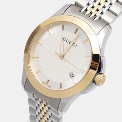Gucci Silver Two Tone Stainless Steel G-Timeless 126.4 Man's Wristwatch 40mm